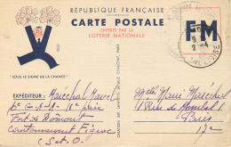 GUERRE 39/45 - CARTE F.M PUBLICITAIRE "LOTERIE NATIONALE" AVEC CACHET 6E GROUPE AUTONOME D'ARTILLERIE DU 2.04.1940  - Lettres & Documents