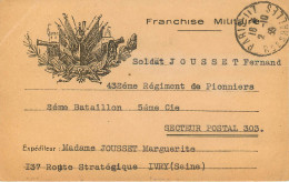 GUERRE 39/45 - CARTE F.M AVEC CACHET PARIS117 RUE DES HALLES DU 2.10.1939 - Covers & Documents