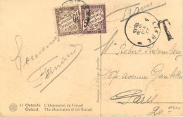 CARTE ETRANGERE TAXEE - 1 TIMBRE A 10 CENTIMES ET 1 TIMBRE A 50 CENTIMES - LIEGE (BELGIQUE) A PARIS 20E - 1859-1959 Lettres & Documents