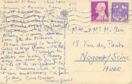 MONACO - TIMBRES N°282 - N°252 SUR CARTE - Andere & Zonder Classificatie