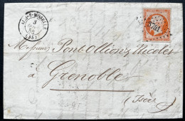 N°16 40c ORANGE NAPOLEON SUR LETTRE  / ARS SUR MOSELLE POUR GRENOBLE / LAC MAITRES DE FORGE DUPONT & DREYFUS / PC 3741 - 1849-1876: Klassik