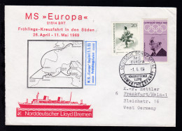 DEUTSCHE SCHIFFSPOST MS EUROPA NORDDEUTSCHER LLOYD SCHWARZMEERFAHRT 1.6.69  - Altri & Non Classificati