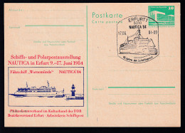 ERFURT 1 5010 NAUTICA '84 15 Jahre AK Schiffspost 17.06.84 Auf Sonderpostkarte  - Sonstige & Ohne Zuordnung