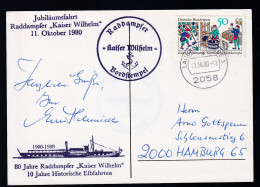 OSt. Lauenburg (Elbe) 11.10.80 + Cachets Raddampfer Kaiser Wilhelm Auf Postkarte - Andere & Zonder Classificatie