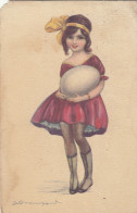 Illustratori  -  Bompard   -  Bambina Con Grosso Uovo   -  F. Piccolo  -  Scritta  -  Bella - Bompard, S.