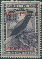 Tonga 1923 SG69 2d On 2/6d Red Shining Parrot MNG - Tonga (1970-...)