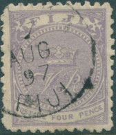 Fiji 1892 SG54 4d Pale Mauve VR P11x10 FU - Fiji (1970-...)