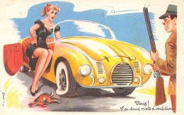 Illustrateur Louis CARRIERE - "Vous ! J'ai Deux Mots à Vous Dire" - Pin-up, Chasseur Et Fusil, Lapin, Automobile - Carrière, Louis