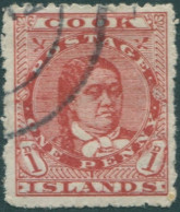 Cook Islands 1909 SG38 1d Deep Red Queen Makea Takau P14 FU - Cookinseln