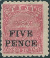 Fiji 1893 SG75 FIVE PENCE On 6d Rose Crown And VR P10 MH - Fiji (1970-...)
