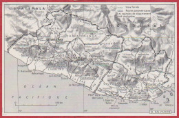 El Salvador. Carte Avec Voie Ferrée, Route Panaméricaine. Larousse 1960. - Documents Historiques