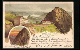 Lithographie Pilatuskulm, Bahn An Der Eselwand, Hotel Auf Dem Gipfelplateau  - Altri & Non Classificati