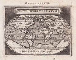 Typus Orbis Terrarum - World Map Weltkarte Mappemonde / Epitome Du Theatre Du Monde / Theatro Del Mondo / Thea - Stiche & Gravuren