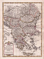 La Turchia Europea Divisa Nelle Sue Provincie - Greece Albania Macedonia / Bulgaria Romania Serbia / Kosovo Bo - Estampes & Gravures