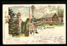 Lithographie Ilmenau, Gabelbach-Gasthaus, Thurm Auf Dem Kickelhahn  - Ilmenau