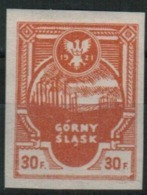 1921 Oberschlesien Upper Silesia Korfanty Uprising 30 Fen Orange Imperforated Signed St. Mikstein MNH** P06 - Neufs