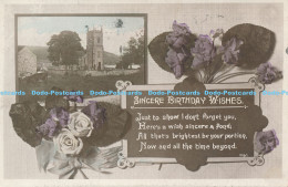 R176506 Greeting Postcard. Sincere Birthday Wishes. Castle. Flowers. 1915 - Monde