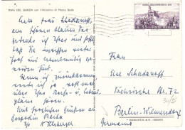 1959 L.35 INDIPENDENZA CARTOLINA RIVA DEL GARDA PER ESTERO - 1946-60: Poststempel