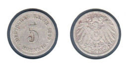 Allemagne  5 Pfennig 1899 A, Type Ll, KM# 11, Deutsches Reich, - 5 Pfennig