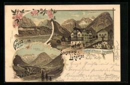 Lithographie Vandans, Gasthof Und Pension Scesaplana, Douglass-Hütte  - Autres & Non Classés