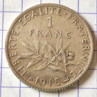 Piece ARGENT 1915 1 F Semeuse FRANCE 1 FRANCS 5 Gr - 1 Franc