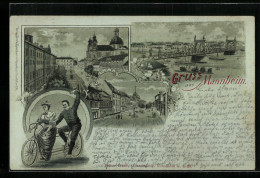 Mondschein-Lithographie Mannheim, Neckarbrücke, Schillerplatz, Planken  - Mannheim