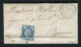 Rare Lettre De Paris Pour Pézenas ( 1875 ) Avec Un N° 60 - Etoile 38 R. Des Feuillantines - 1849-1876: Klassieke Periode