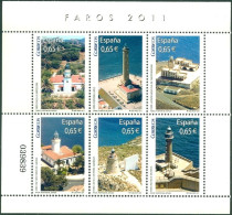 SPAIN 2011 LIGHTHOUSES SHEET OF 6** - Vuurtorens