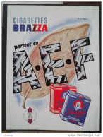 PUBLICITE PAPIER ORIGINALE - 1953 - CIGARETTES BRAZZA - A.E.F. - Advertising