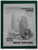 PUBLICITE PAPIER ORIGINALE - 1950 - MARSEILLE PREMIER PORT DE FRANCE - UNION FRANCAISE - Advertising