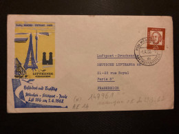 LETTRE LUFTHANSA + TOUR EIFFEL + TP 25 OBL.1 4 62 MUNCHEN BPA - Lettres & Documents