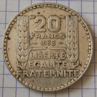 Piece ARGENT 1933 20 F MORLON FRANCE 20 FRANCS 19,93 Gr - 20 Francs