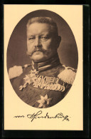 AK Paul Von Hindenburg Als General In Uniform Mit Orden  - Personnages Historiques