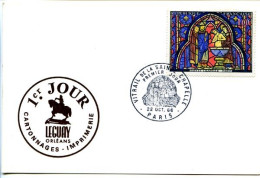 FDC 22 Octobre 1966 Vitrail De La Saint Chapelle  Sur Carton  Premier Jour à  Paris - 1960-1969