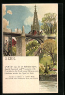 Künstler-Lithographie Bern, Brücke Mit Domspitze  - Berne