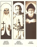 RELIGION CHRISTIANISME MARQUE PAGE TRIPTYQUE SAINTE MYRIAM BAOUARDY SAINT CHARLES DE FOUCAULD SAINT CHARBEL - Religion & Esotericism