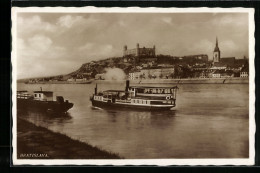 AK Bratislava, Panorama Mit Dampfer Und Frachter  - Slovakia