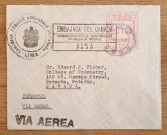 Peru Diplomatic Cover , Metter Franking , Canadian Embassy Lima Peru - Pérou