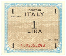 1 LIRA OCCUPAZIONE AMERICANA IN ITALIA MONOLINGUA FLC 1943 QFDS - Occupation Alliés Seconde Guerre Mondiale