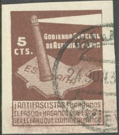 SPAIN ASTURIAS Y LEON LOCALS, 1936-37 5c IMPERF SURTAX LIGHTHOUSE, USED - Vuurtorens