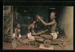 AK Colombo, Tamil Barber At Work, Shaving The Head  - Sri Lanka (Ceylon)