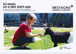 CPM 10.5 X 15 Bretagne Ici Aussi On A Des Start-ups   Enfant Chevrot Oie - Bretagne