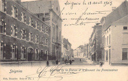 Belgique - SOIGNIES (Hainaut) La Rue De La Station Et Le Couvent Des Franciscaines - Ed. Nels Série 68 N. 2 - Soignies