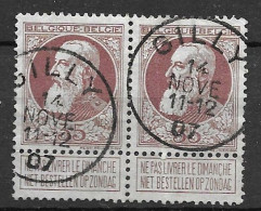 OBP 77 In Paar, Met Cirkelstempel Gilly - 1905 Breiter Bart