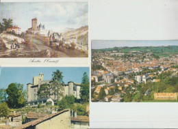 AURILLAC  (  15  )  LE  CHÂTEAU   ET   VUE  GÉNÉRALE - 3 C P M   ( 24 / 6 / 17 )    Dos.            Circulé - - Aurillac