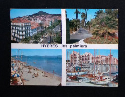 Cp, 83, HYERES LES PALMIERS, Multi Vues, Voyagée - Hyeres