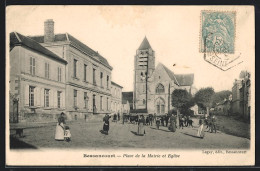 CPA Bessancourt, Place De La Mairie Et Eglise  - Autres & Non Classés