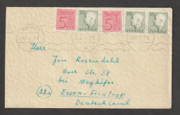 SWEDEN: 1955  COVERT WITH 25 O. COUPLE + 15 O. (382x2 + 398) - TO GERMANY - Lettres & Documents