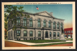 AK Ogdensburg, NY, Post Office And Newton Martin Curtis Monument  - Autres & Non Classés