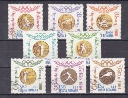 Jeux Olympiques - Tokyo 64 - Roumanie - Yvert 2068 / 71 Oblitérés -  Tir - Javelot - Conoë - Boxe - Valeur 3,00 Euros - Usati